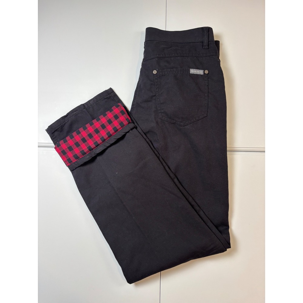 Woolrich Flannel Lined Pants Womens 6 Black Buffalo Plaid Outdoor Hiking 1105